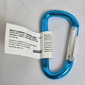 Lehigh Bright Aluminum 3" Spring Link Carabiner Blue 7037BM New